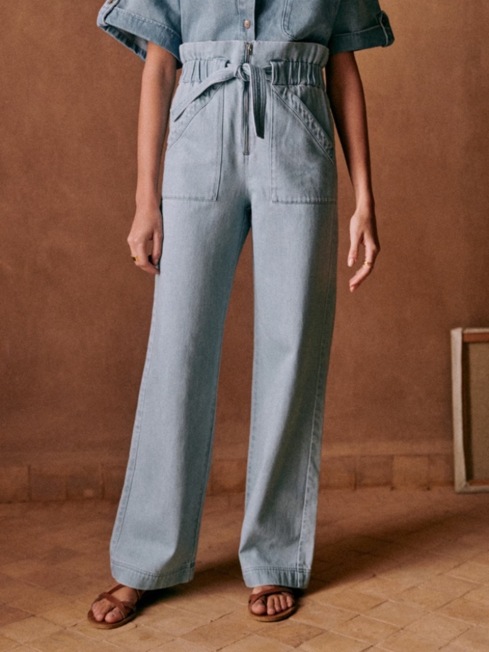 Sezane Anthon Trousers Bleach - Size 8 - Picture 2 of 2